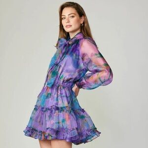 Current air by Los Angeles mini dress with neck bow tie.